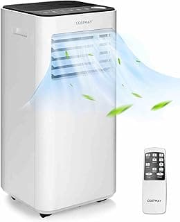 Costway 9000 BTU Portable Air Conditioner, 3-in-1 Air Cooler w/Fan & Dehumidifier Mode, Quiet AC Unit w/Sleep Mode, 2 Speeds, 24H Timer, LED Display, Remote Control for Office, Home, School