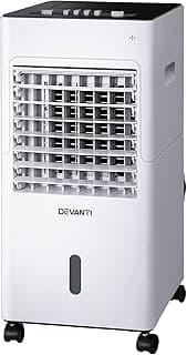 Devanti Evaporative Air Cooler, 4 in 1 Portable Air Conditioner, 6L water tank, 3 speed, Auto swing, w/2 Ice Box, Air Purifier for Bedroom Home Office