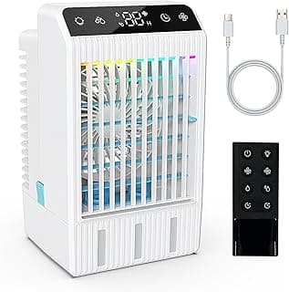 Mini Air Cooler, Portable Air Conditioner with 1000ML Tank, Evaporative Air Conditioners Cold and Humidification Function, Air Cooler for Home Office (White)