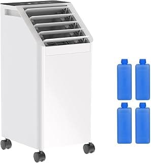 COBUY Evaporative Air Cooler, 3-in-1 Portable Air Conditioner Fan, 4L Swamp Cooler with 3 Wind Speeds and 7H Timer for Bedrooms, Kitchens, Offices|4 Ice Crystal Box
