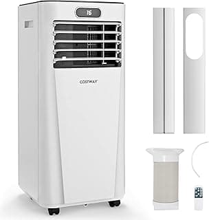 Costway 9000 BTU Portable Air Conditioner w/Remote Control, 3-in-1 AC Unit w/Cooling, Dehumidifying, Fan & Sleep Mode, Cools Up to 30㎡, 24H Timer & LED Display, Air Cooler w/Window Kit
