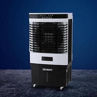 Devanti Evaporative Air Cooler, Portable Air Cooler Fan with 60L Water Tank, 12H Timer 3-Speed Air Conditioner for Home Bedroom Office Factory, White